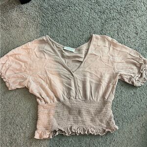 Pink Ruffled V-Neck Top